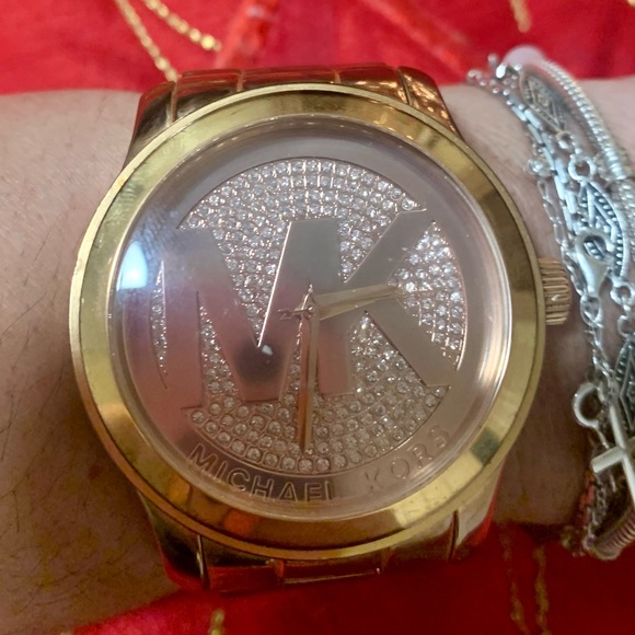 MICHAEL KORS Lennox Pavé Logo Rose Gold-Tone Watch - Picture 11 of 12